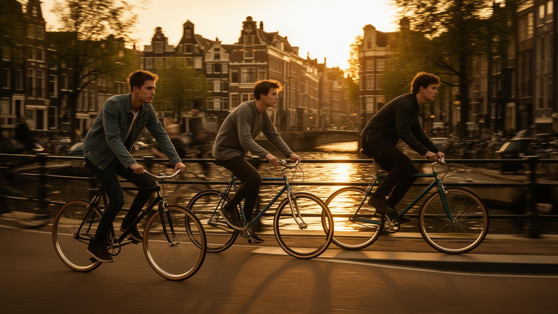Fixie-rijders in Amsterdam